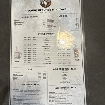 Sipping Grounds Downtown - Menu - Coffee & Tea Near Me - Ocala, Florida