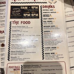 Smashed Bar and Grille - Happy hour menu