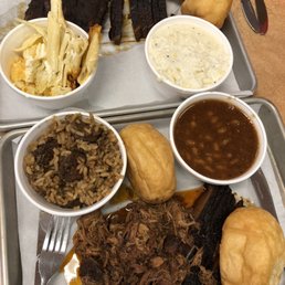 Brisket/ribs up top and brisket/pulled pork below Brisket/ribs up top and brisket/pulled pork below