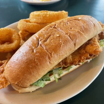West Shine Family Restaurant - Fried fish sandwich and onion rings - American Near Me - Cincinnati, Ohio