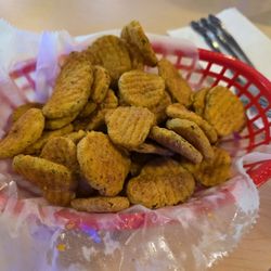 Fried pickles - this portion is massive! Smaller for take out.