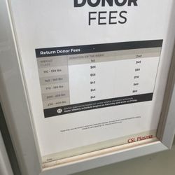 CSL Plasma - Return donor fees