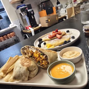 Kooben Cafe Mexican - Burrito (with chicken instead of chorizo) and the maiz pancakes - Breakfast & Brunch Near Me - Hanahan, South Carolina Kooben Cafe Mexican - Burrito (with chicken instead of chorizo) and the maiz pancakes - Breakfast & Brunch Near Me - Hanahan, South Carolina