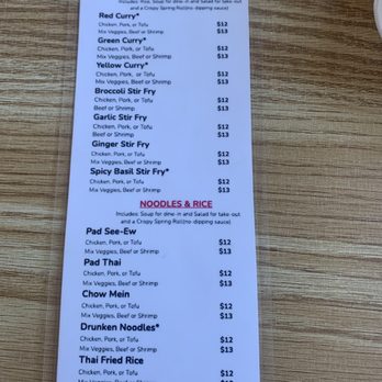 Thai Thai Restaurant - Lunch menu - Thai Near Me - Bishop, California