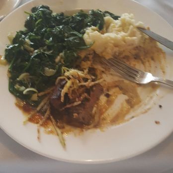 PIER 22 - Tenderloin, mashed, spinach. Ordered medium, got med-well. But, good flavor and still tender. - New American Near Me - Bradenton, Florida