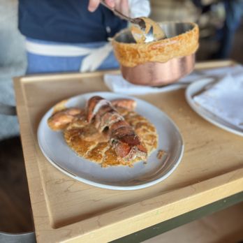 The Bungalow Kitchen - Prep of lobster pot pie - New American Near Me - Tiburon, California The Bungalow Kitchen - Prep of lobster pot pie - New American Near Me - Tiburon, California