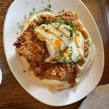 Mom's Kitchen & Bar - Chicken & Bacon Waffle - Bars Near Me - Astoria, New York