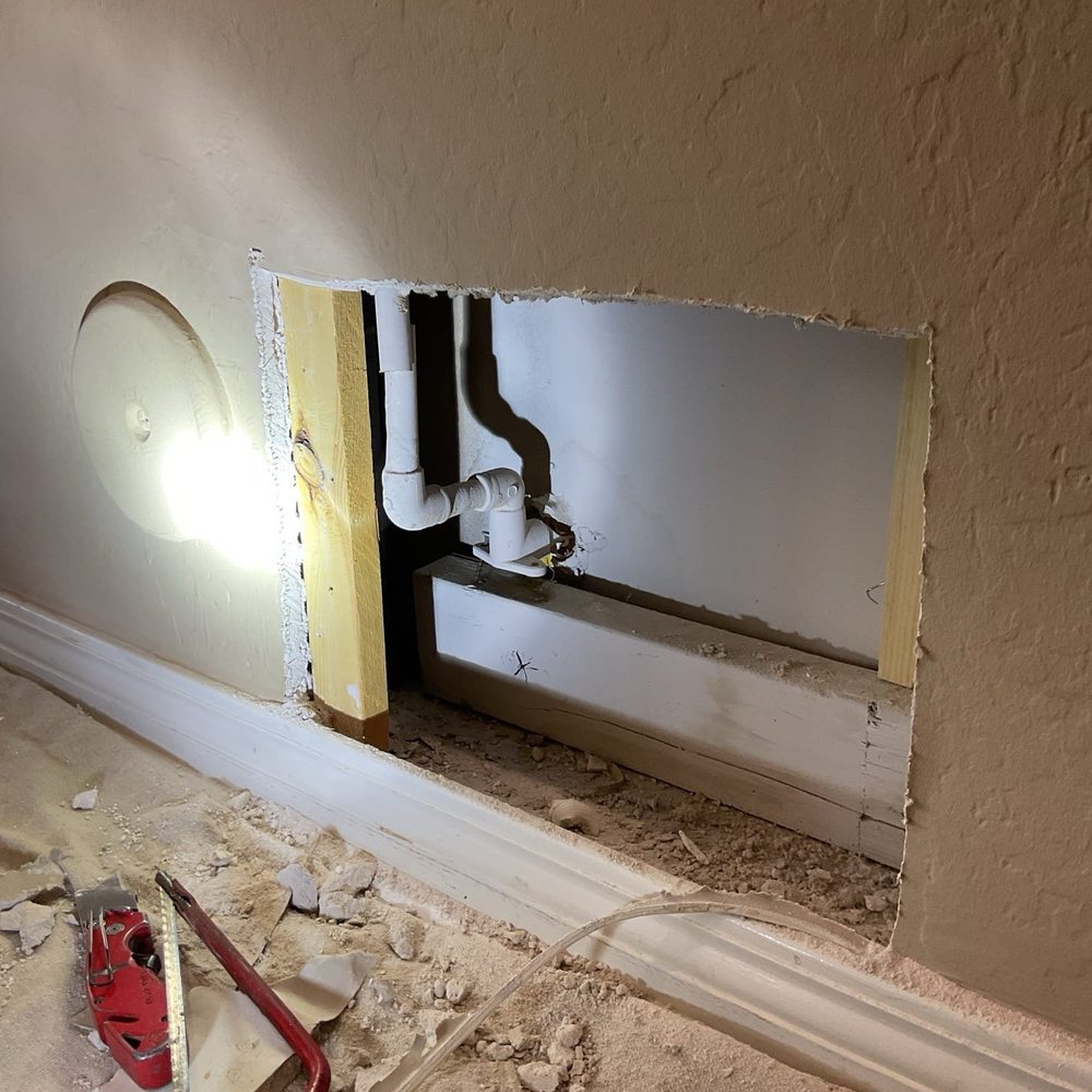 Reddi Services - Original PVC pipe that broke on the opposite side of the wall. - Plumbing Near Me - Peoria, Arizona Reddi Services - Original PVC pipe that broke on the opposite side of the wall. - Plumbing Near Me - Peoria, Arizona