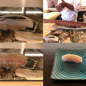 Rebel Omakase - Lunch course 5-8: Squid shiso, Cornetfish, Red sea bream, Striped mackerel - Sushi Bars Near Me - Laguna Beach, California