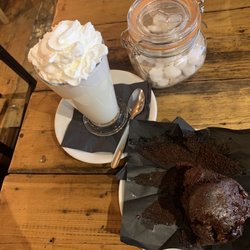 Coffee With Art - Malibu White Hot Chocolate and Triple Chocolate Muffin