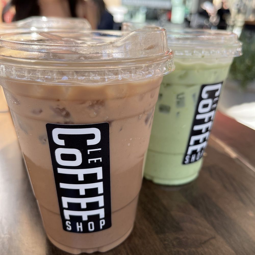 Le Coffee Shop - L: Lavender mocha latte; R: Pistachio matcha tea latte - Breakfast & Brunch Near Me - Temecula, California Le Coffee Shop - L: Lavender mocha latte; R: Pistachio matcha tea latte - Breakfast & Brunch Near Me - Temecula, California
