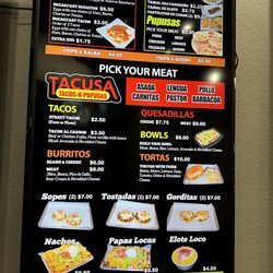Tacusa - Menu