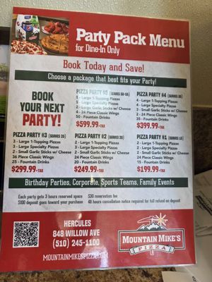 Menu photo 1 Mountain Mike's Pizza Hercules, CA