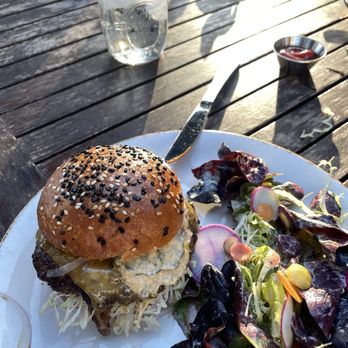 peasants FEAST - Lil' Mcfeast smash burger with a side of salad - American Near Me - Solvang, California peasants FEAST - Lil' Mcfeast smash burger with a side of salad - American Near Me - Solvang, California