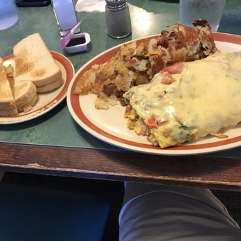 Cornerstone Cafe - My custom omelette was very good. Spinach tomato mozzarella ham and avacado with Swiss on topp - American Near Me - Citrus Heights, California Cornerstone Cafe - My custom omelette was very good. Spinach tomato mozzarella ham and avacado with Swiss on topp - American Near Me - Citrus Heights, California