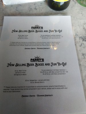 Menu photo 1 Parry's Pizzeria & Taphouse Johnstown, CO Menu photo 1 Parry's Pizzeria & Taphouse Johnstown, CO