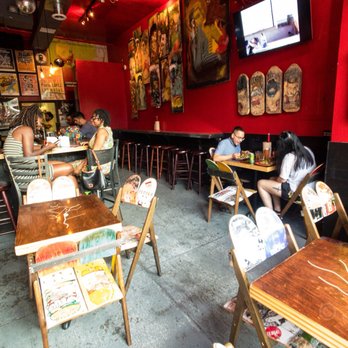 Santa Salsa - Inside decor is dope! The seats are made out of skate boards! I mean come on how much flyer can you get? - Venezuelan Near Me - Brooklyn, New York Santa Salsa - Inside decor is dope! The seats are made out of skate boards! I mean come on how much flyer can you get? - Venezuelan Near Me - Brooklyn, New York