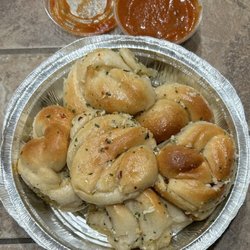 Trenton Tomato Pies - Garlic Knots - delicious. Has some kick from the red pepper flakes. My kind of knots!