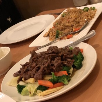 Thai Jasmine - Garlic & Pepper Beef with a side of white rice and Chicken Fried Rice - Thai Near Me - Tracy, California Thai Jasmine - Garlic & Pepper Beef with a side of white rice and Chicken Fried Rice - Thai Near Me - Tracy, California