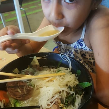 Cyclo Noodles - Enjoying our well done beef pho with veggies. - Cambodian Near Me - Long Beach, California