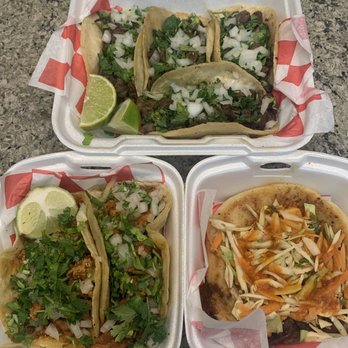 El Encanto Latino - Steak and chorizo tacos and a pupusa. - Food Trucks Near Me - Arlington, Virginia