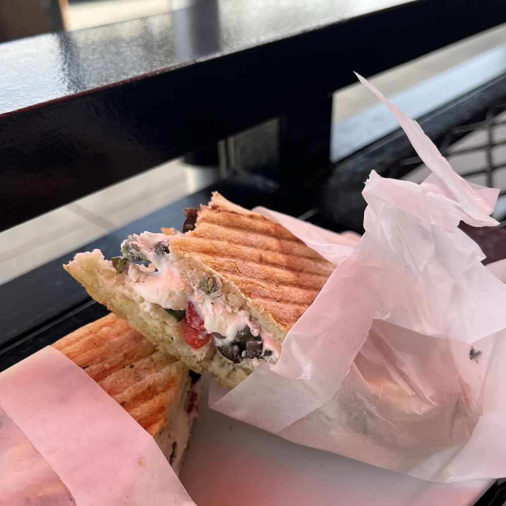 Aroma Di Roma - Goat Cheese e Roasted Peppers Panini - Coffee & Tea Near Me - Long Beach, California Aroma Di Roma - Goat Cheese e Roasted Peppers Panini - Coffee & Tea Near Me - Long Beach, California