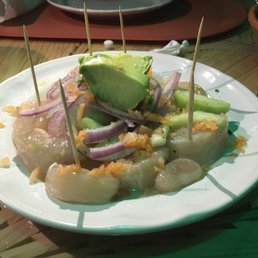 Raw scallops, prepared ceviche style