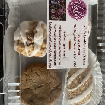 Val’s Cookies and Treats - Cookies we brought home - 2 almond choc chip, 1 sesame, 1 molasses - so good! - Bakeries Near Me - Webster, New York Val’s Cookies and Treats - Cookies we brought home - 2 almond choc chip, 1 sesame, 1 molasses - so good! - Bakeries Near Me - Webster, New York