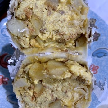 Greenlee's Bakery - Cross section of chorizo breakfast burrito...was all too mushy this time and needed some texture variety - Bakeries Near Me - San Jose, California Greenlee's Bakery - Cross section of chorizo breakfast burrito...was all too mushy this time and needed some texture variety - Bakeries Near Me - San Jose, California