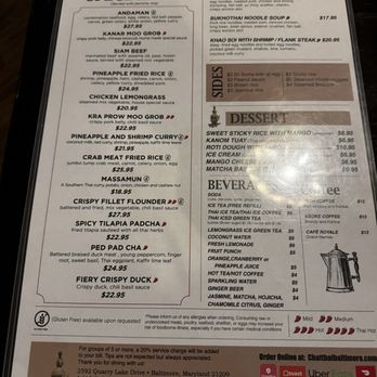 Chat Thai - Menu - Thai Near Me - Baltimore, Maryland