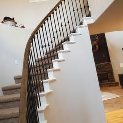 Innovative Painting - White lacquer and stain and lacquer hand rail