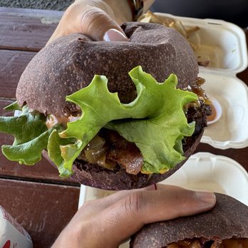 Taro Hut - Da bomb bacon burger - Polynesian Near Me - Kahuku, Hawaii Taro Hut - Da bomb bacon burger - Polynesian Near Me - Kahuku, Hawaii