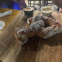 Krush Brau Park - Portal Immersion Center - German pretzel. Crisp outside and soft inside. Great flavor and yummy beer cheese or mustard to dip it in.