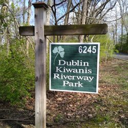 Dublin Kiwanis Riverway Park - Signage near trailhead, across from small parking area.