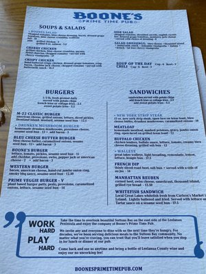 Menu photo 5 Boone's Prime Time Pub Suttons Bay, MI Menu photo 5 Boone's Prime Time Pub Suttons Bay, MI