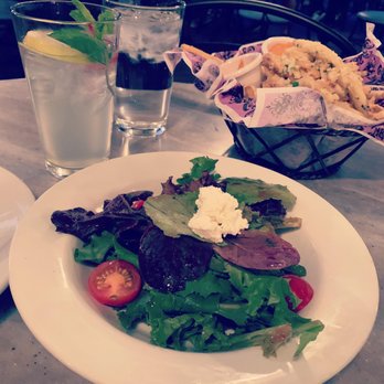 Cafe Orleans - Salad with goat cheese...I'd get the pomme frites instead - Cajun/Creole Near Me - Anaheim, California