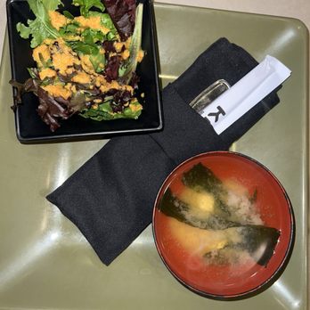 Kanpai - Salad and miso soup - Japanese Near Me - Bakersfield, California