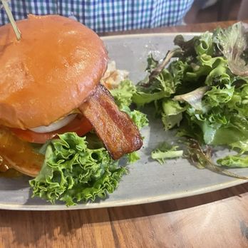 American Social - Burger with side salad - Cocktail Bars Near Me - Boca Raton, Florida