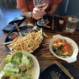 Steak and Frites and Caesar salad