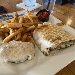 The Sand Bar - Fish Burrito with Fries at The Sandbar