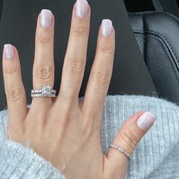 Gel manicure. Bubble bath with cascading glitter.. Gel manicure. Bubble bath with cascading glitter..