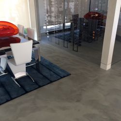 Infinity Concrete Coatings - Metallic epoxy overlay and matte finish polyurethane sealer.