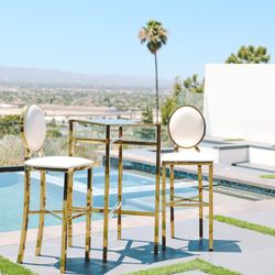 Crystal Bartenders - Gold and White Cocktail Tables and Chairs