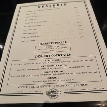 Manny's Steakhouse - Steakhouses Near Me - Minneapolis, Minnesota