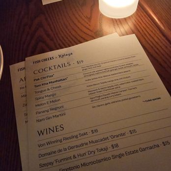 Fish Cheeks - Kalaya X Fish Cheeks. 12-6-25. Collab drink menu - Seafood Near Me - New York, New York Fish Cheeks - Kalaya X Fish Cheeks. 12-6-25. Collab drink menu - Seafood Near Me - New York, New York