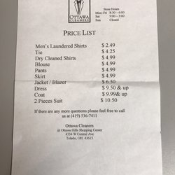 Ottawa Cleaners LLC - Price tag FYI