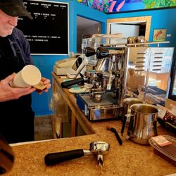Jim Coates Studio Cafe - The owner preparing out Latte