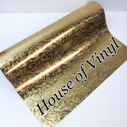 House of Vinyl - "Gold Roses" This is a Soft Metallic Vinyl that stretches very well. This product is a heat transfer vinyl film.