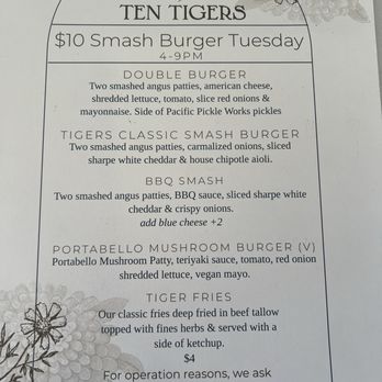 Ten Tigers - Menu - Cocktail Bars Near Me - Ventura, California Ten Tigers - Menu - Cocktail Bars Near Me - Ventura, California