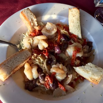 Grille Riverview - Mediterranean shrimp scampi with olives, sun dried tomatoes in white wine and butter sauce. Delicious! - Seafood Near Me - New Smyrna Beach, Florida Grille Riverview - Mediterranean shrimp scampi with olives, sun dried tomatoes in white wine and butter sauce. Delicious! - Seafood Near Me - New Smyrna Beach, Florida